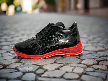 Mauri Patent black baby croc black patent embossed red