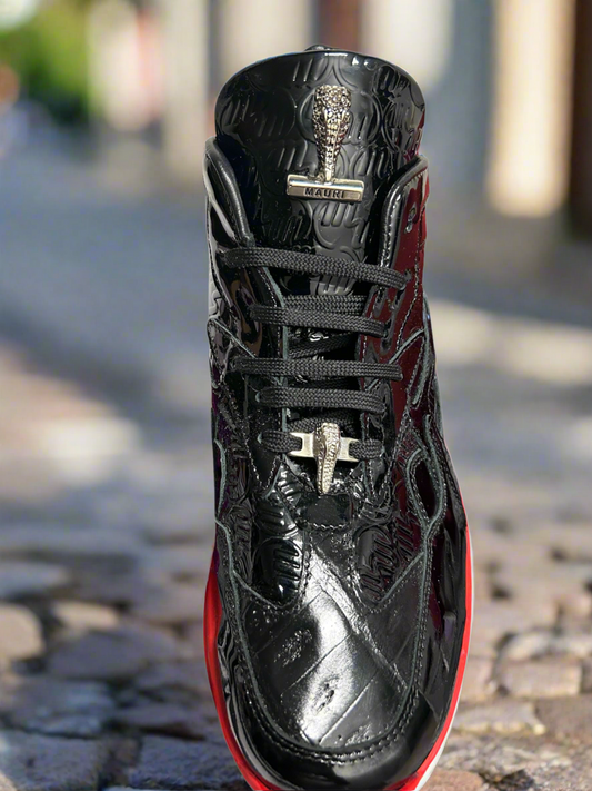 Mauri Patent black baby croc black patent embossed red