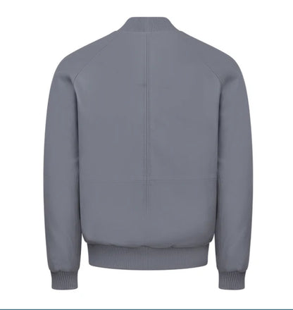 Butter Soft Leather Baseball Jacket Grey