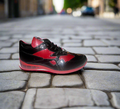 Mauri Patent black baby croc black patent embossed red